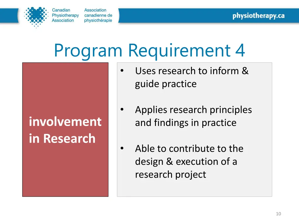 program requirement 4 uses research to inform