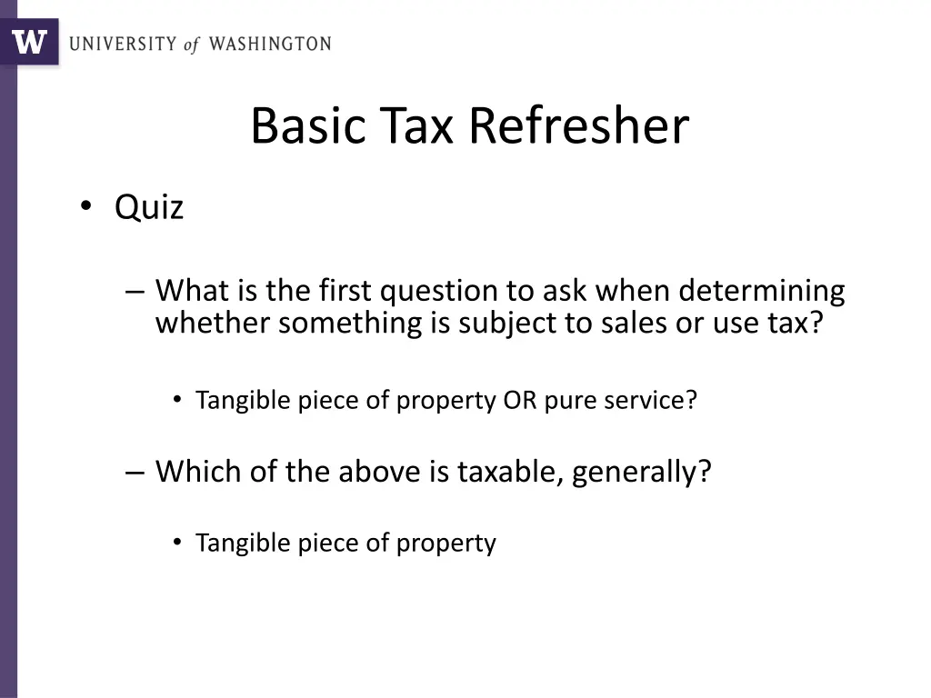 basic tax refresher