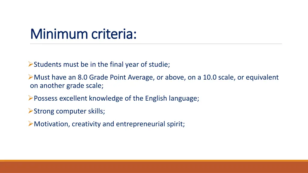 minimum minimum criteria