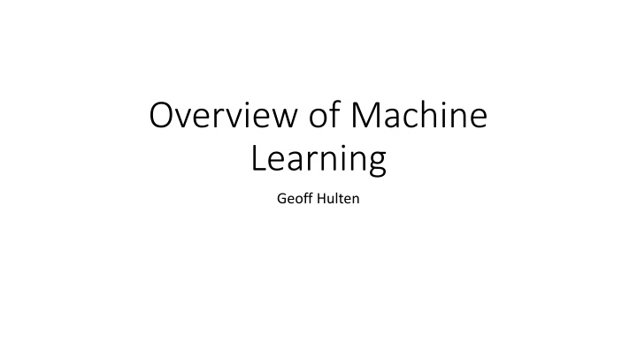 overview of machine learning