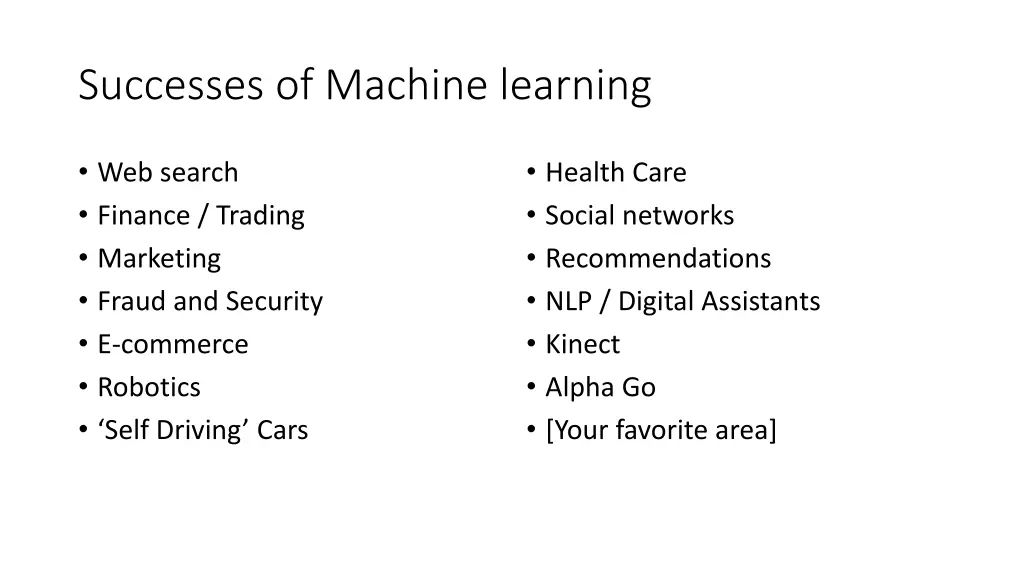 successes of machine learning