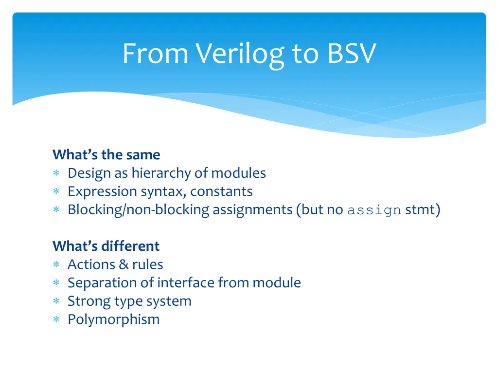 from verilog to bsv