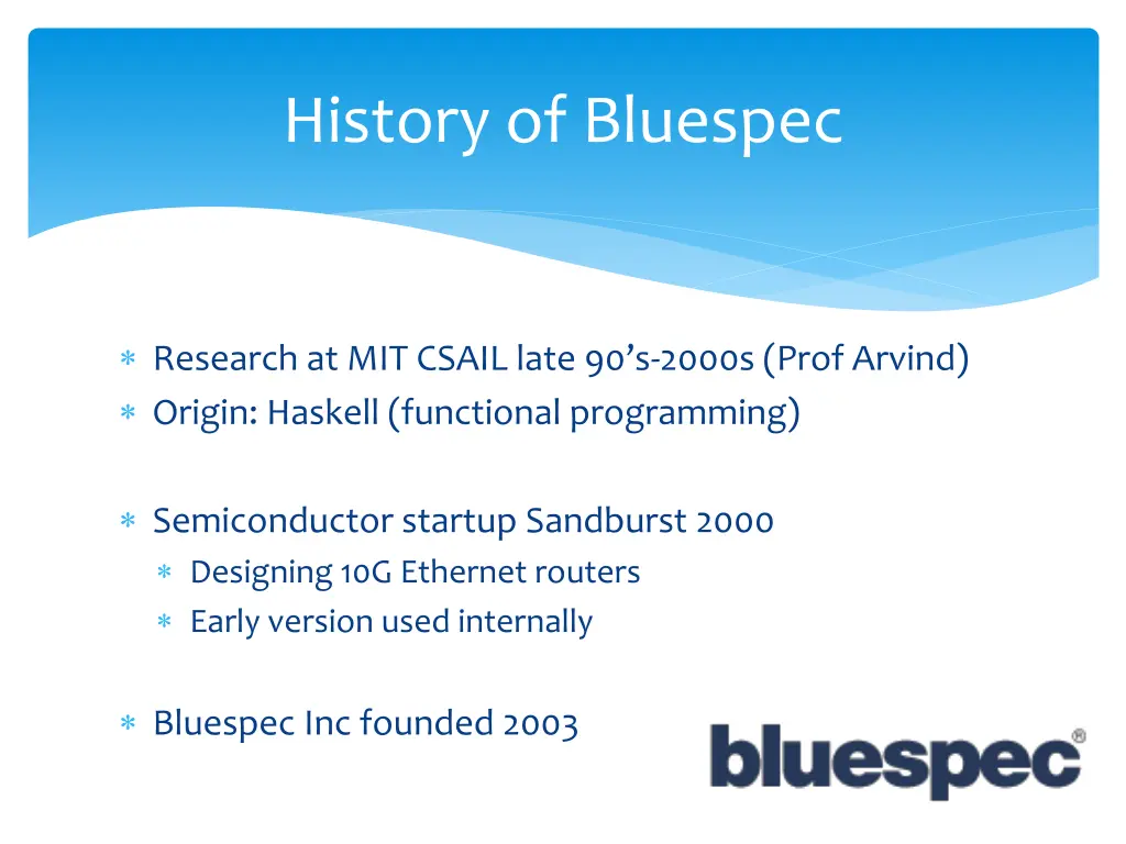 history of bluespec