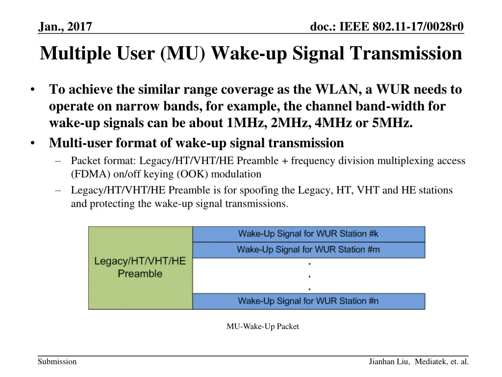 jan 2017 multiple user mu wake up signal