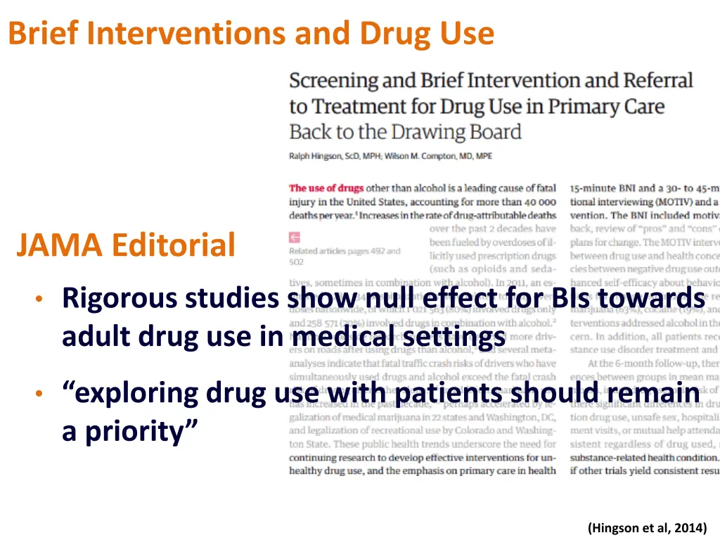 brief interventions and drug use