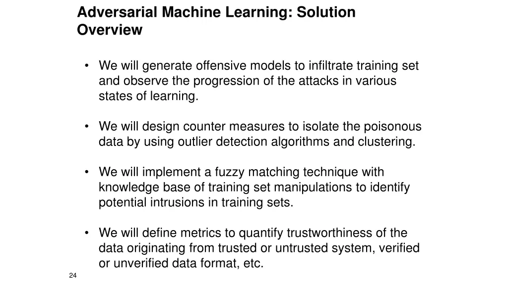 adversarial machine learning solution overview