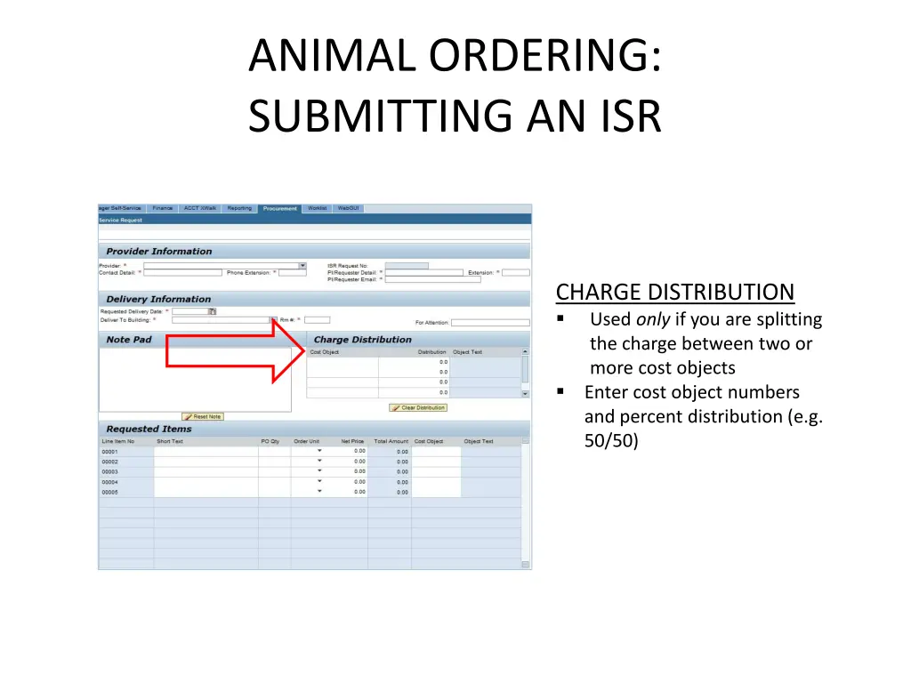 animal ordering submitting an isr 3