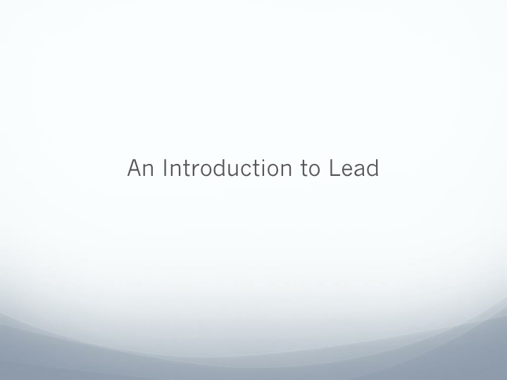 an introduction to lead
