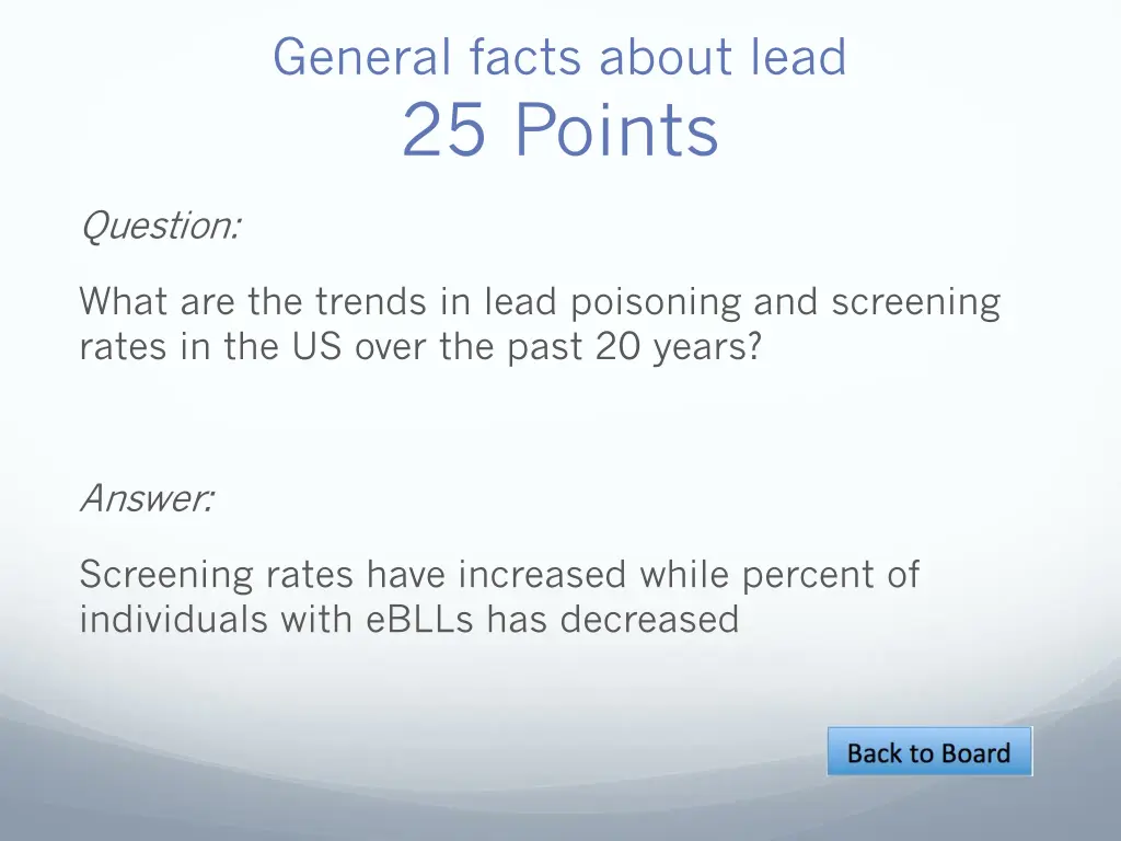 general facts about lead 25 points