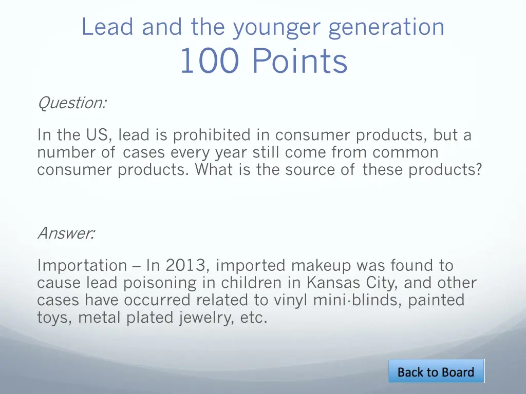 lead and the younger generation 100 points