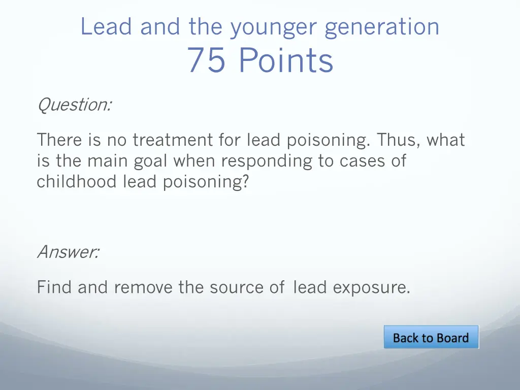 lead and the younger generation 75 points