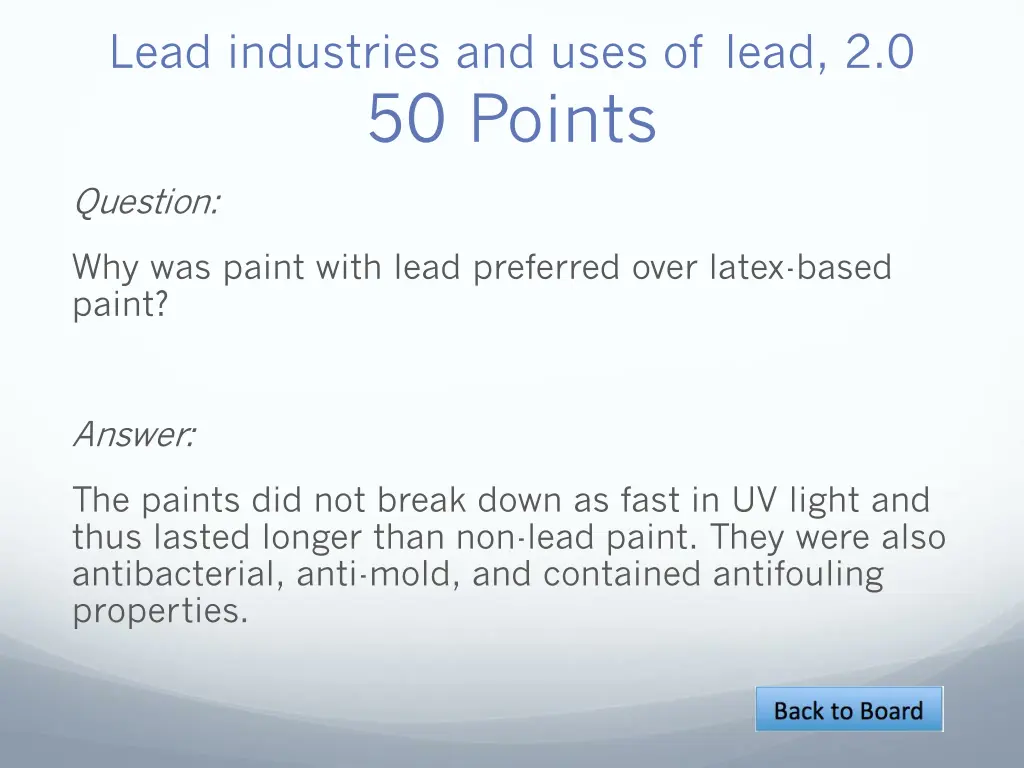 lead industries and uses of lead 2 0 50 points