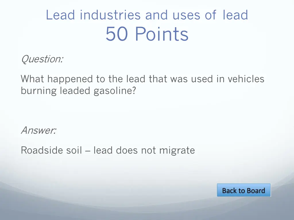 lead industries and uses of lead 50 points