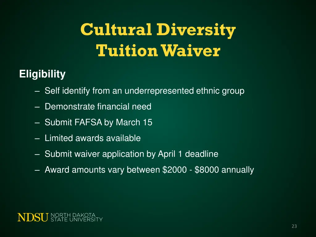 cultural diversity tuition waiver