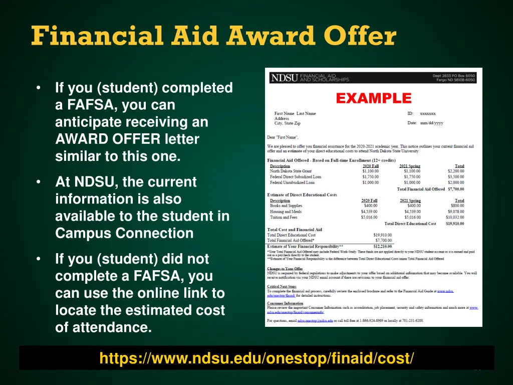 financial aid award offer