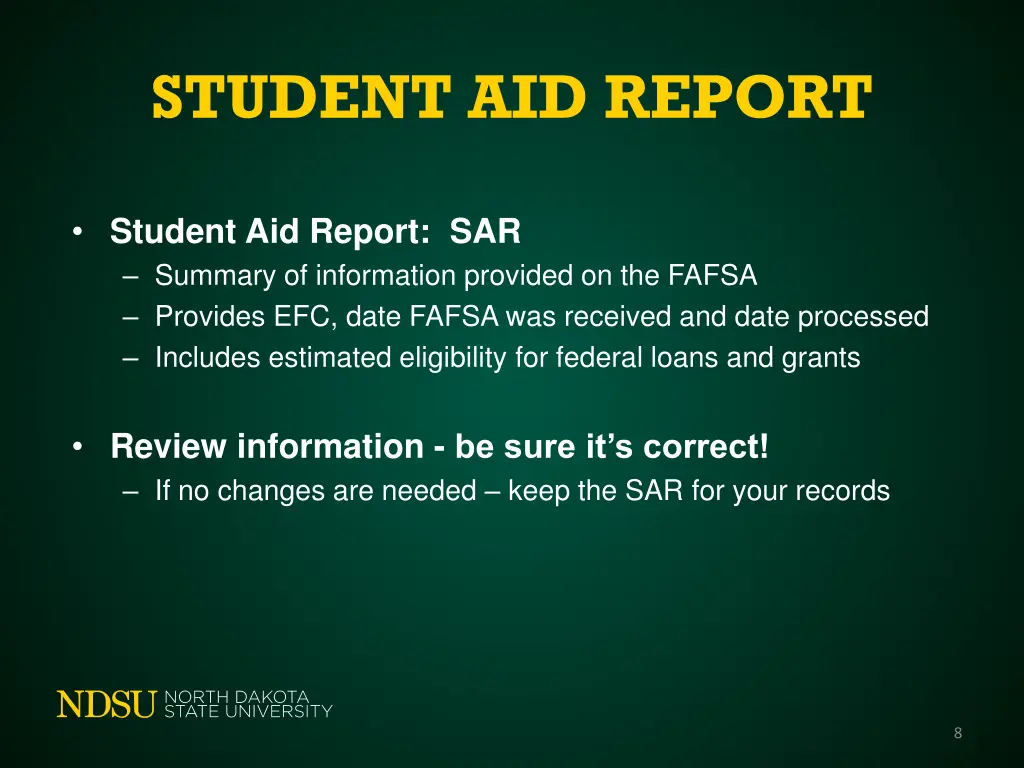 student aid report