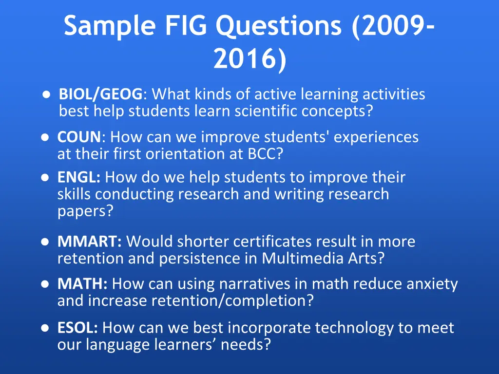 sample fig questions 2009 2016