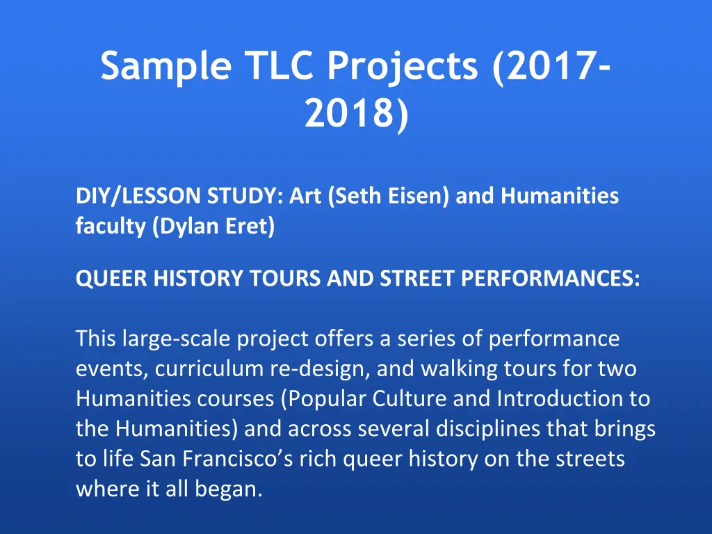 sample tlc projects 2017 2018 2