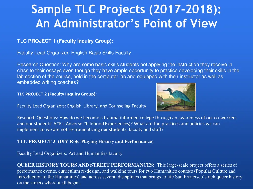 sample tlc projects 2017 2018 an administrator