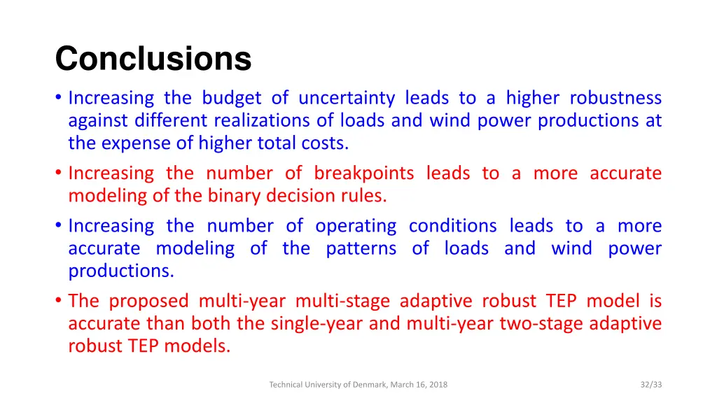 conclusions increasing the budget of uncertainty
