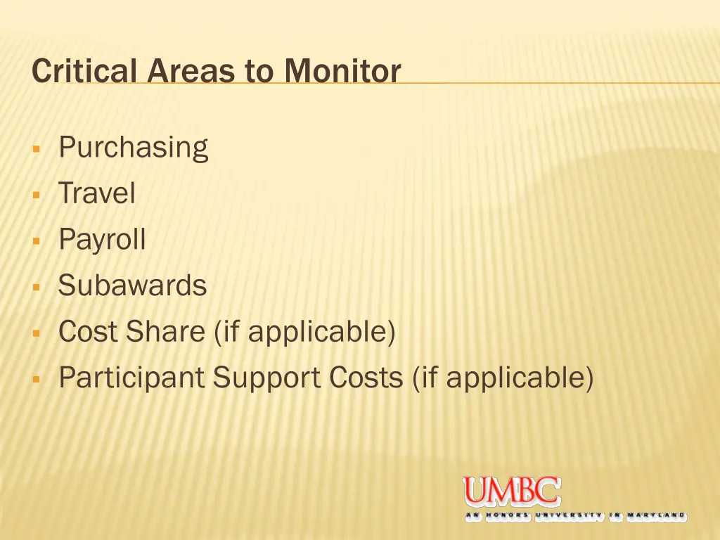 critical areas to monitor