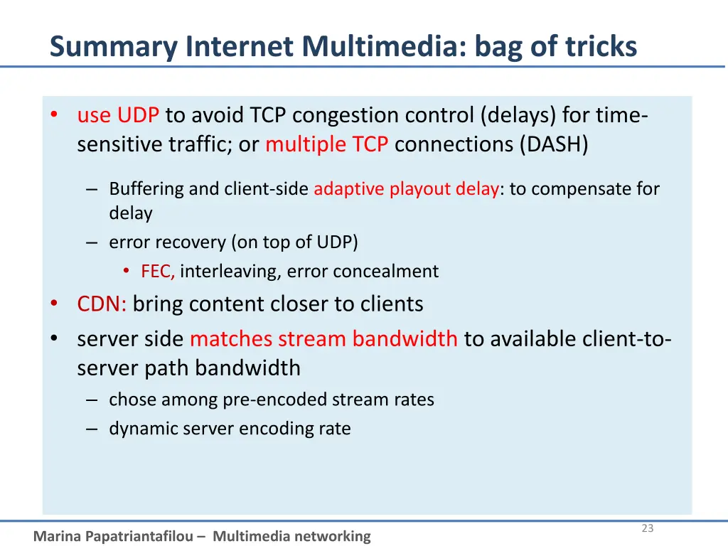 summary internet multimedia bag of tricks