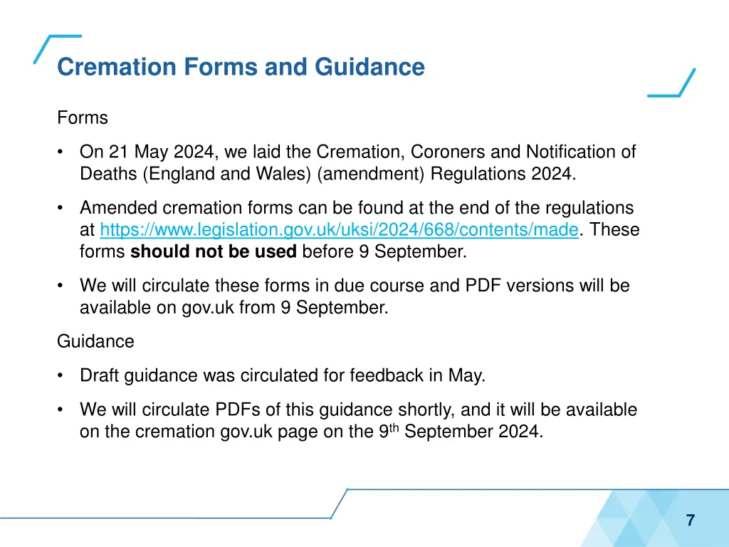 cremation forms and guidance
