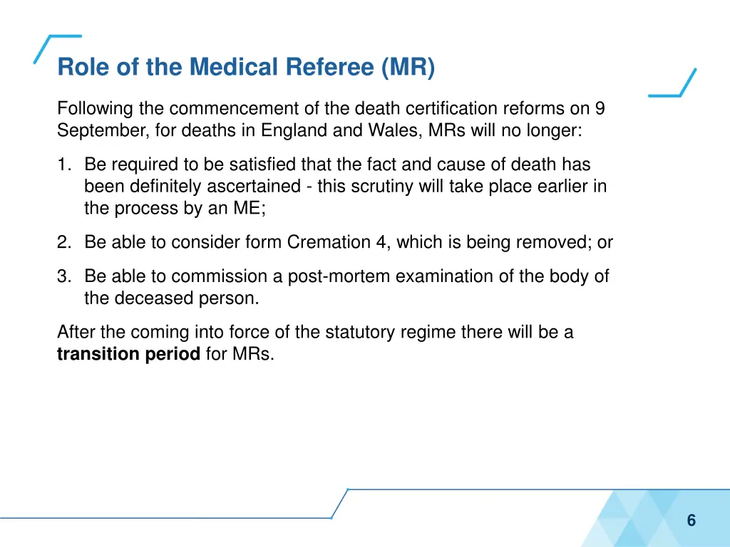 role of the medical referee mr 1
