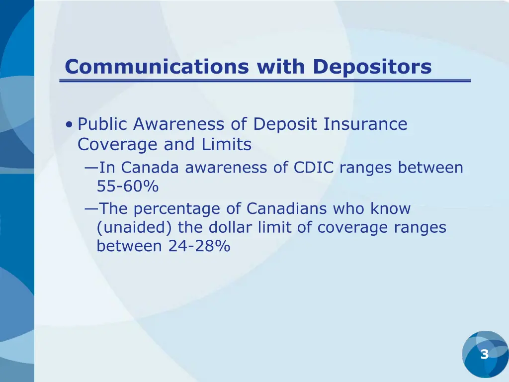 communications with depositors 1