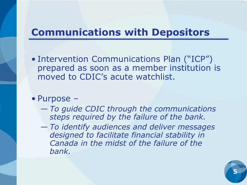 communications with depositors 3