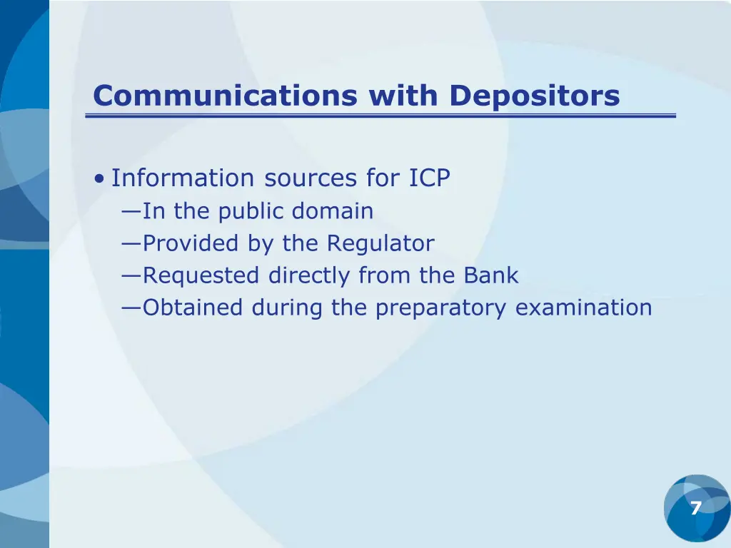 communications with depositors 5
