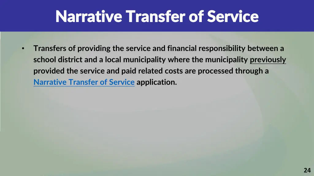 narrative transfer of service narrative transfer