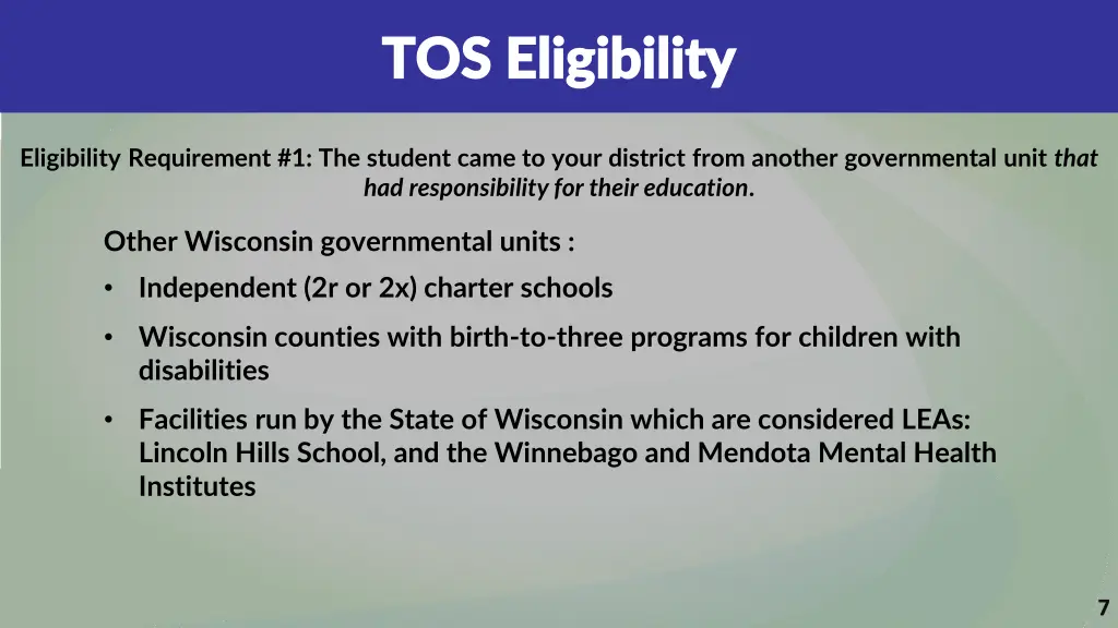 tos eligibility tos eligibility 1