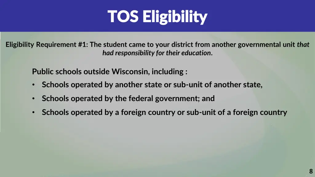 tos eligibility tos eligibility 2