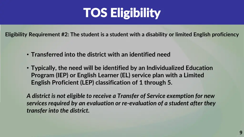 tos eligibility tos eligibility 3
