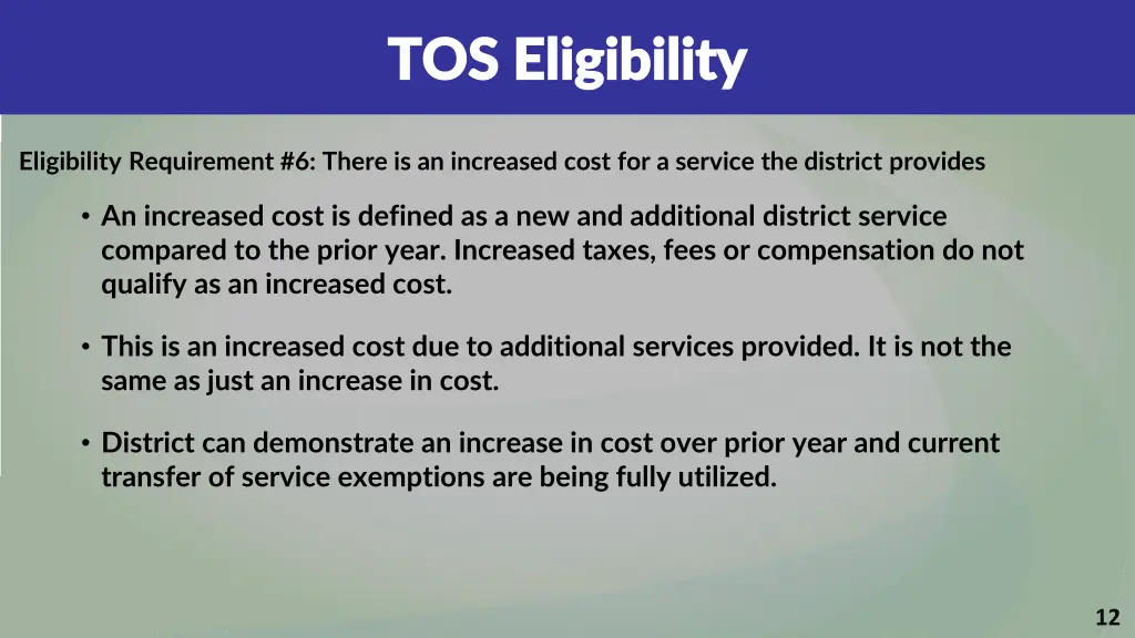 tos eligibility tos eligibility 6