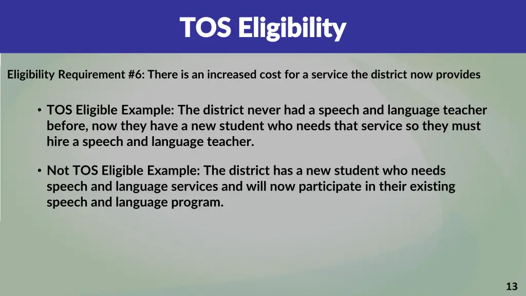tos eligibility tos eligibility 7