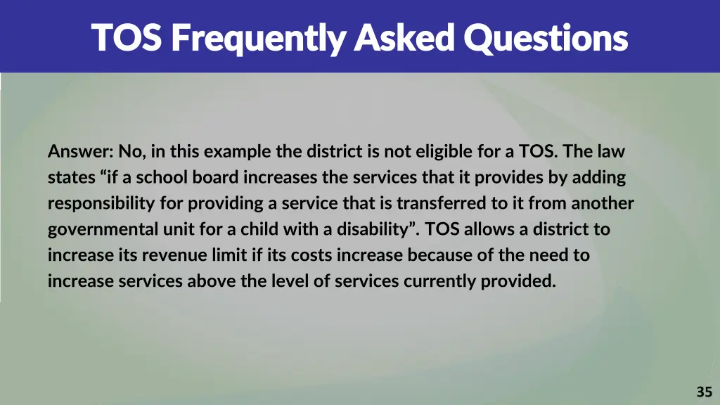 tos frequently asked questions tos frequently 1