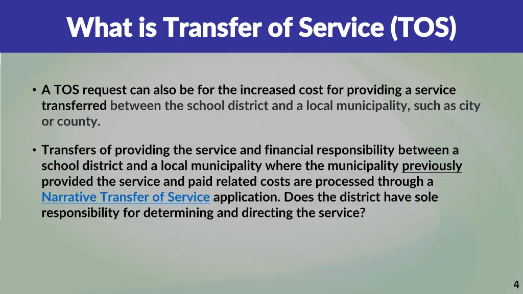 what is transfer of service tos what is transfer 2