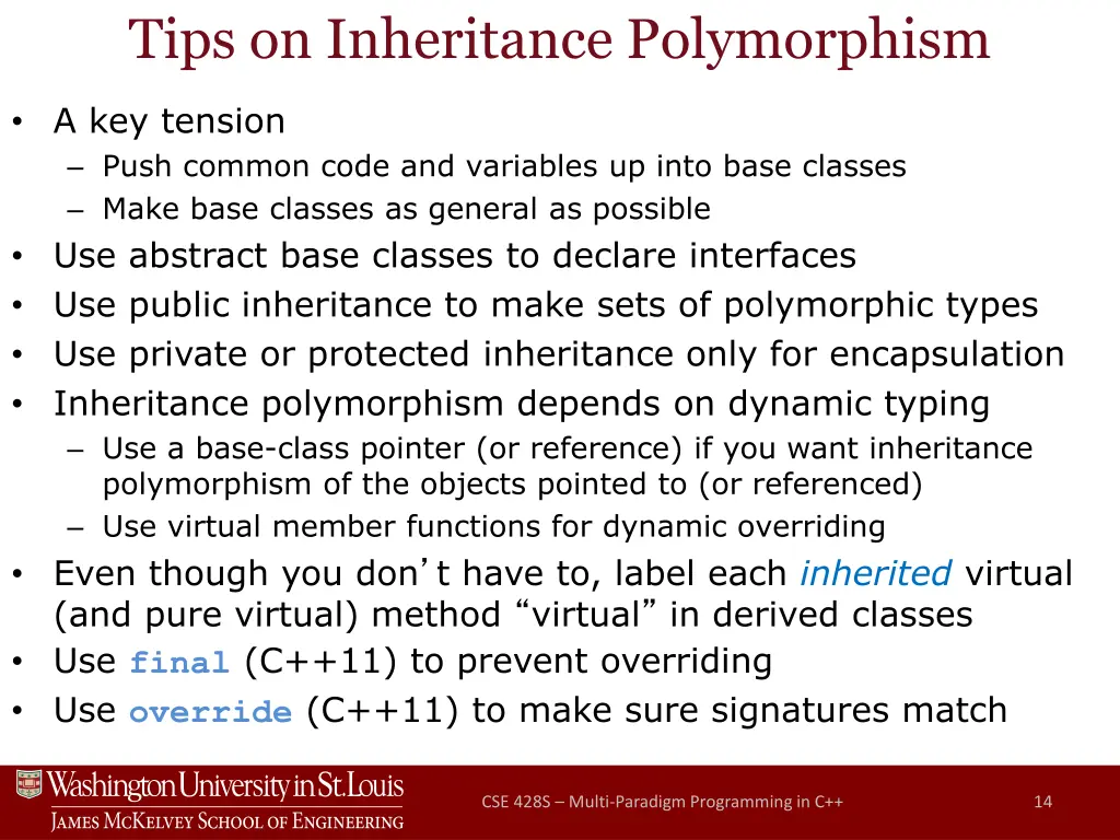 tips on inheritance polymorphism