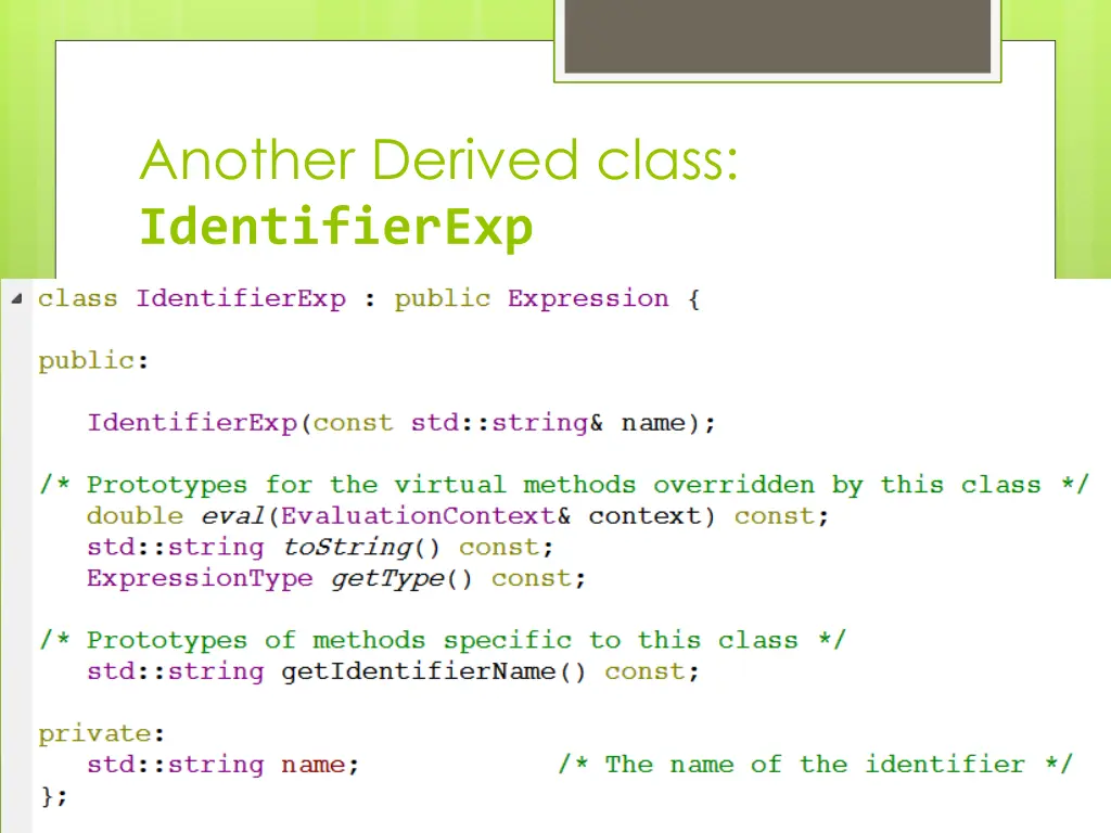 another derived class identifierexp