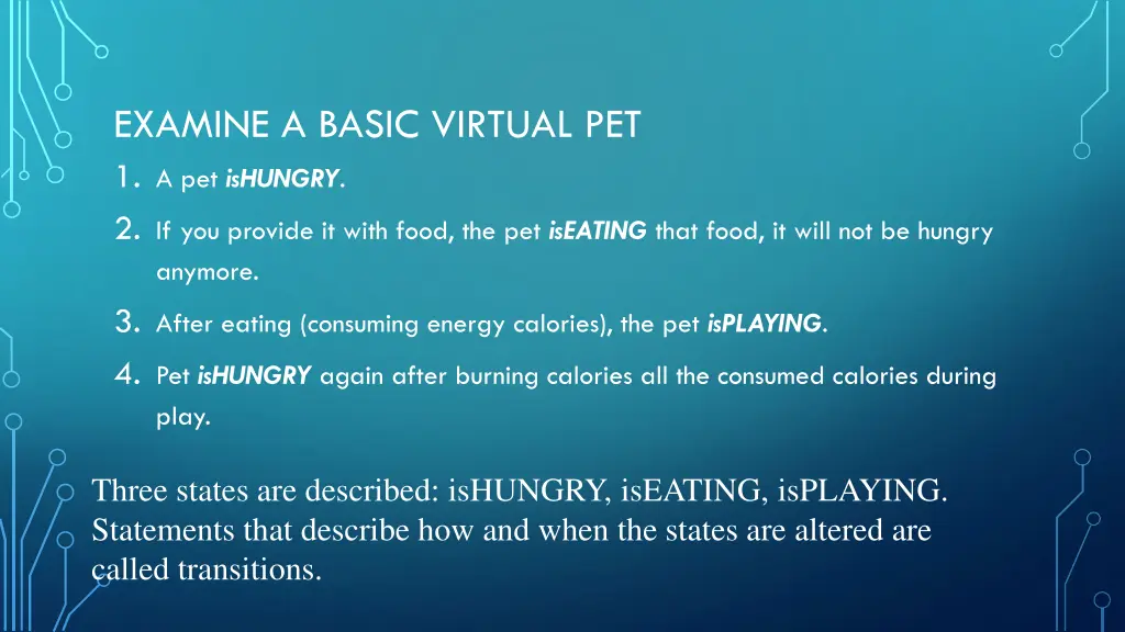 examine a basic virtual pet 1 a pet ishungry