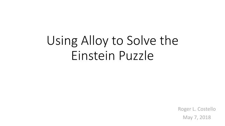 using alloy to solve the einstein puzzle