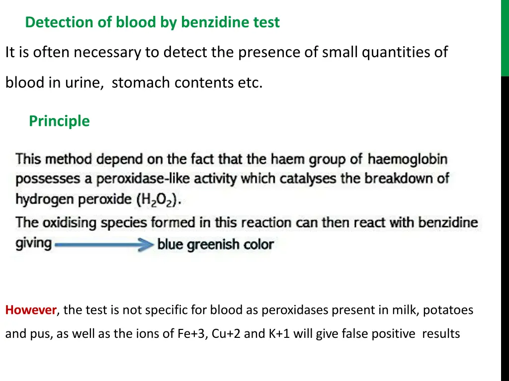 detection of blood by benzidine test