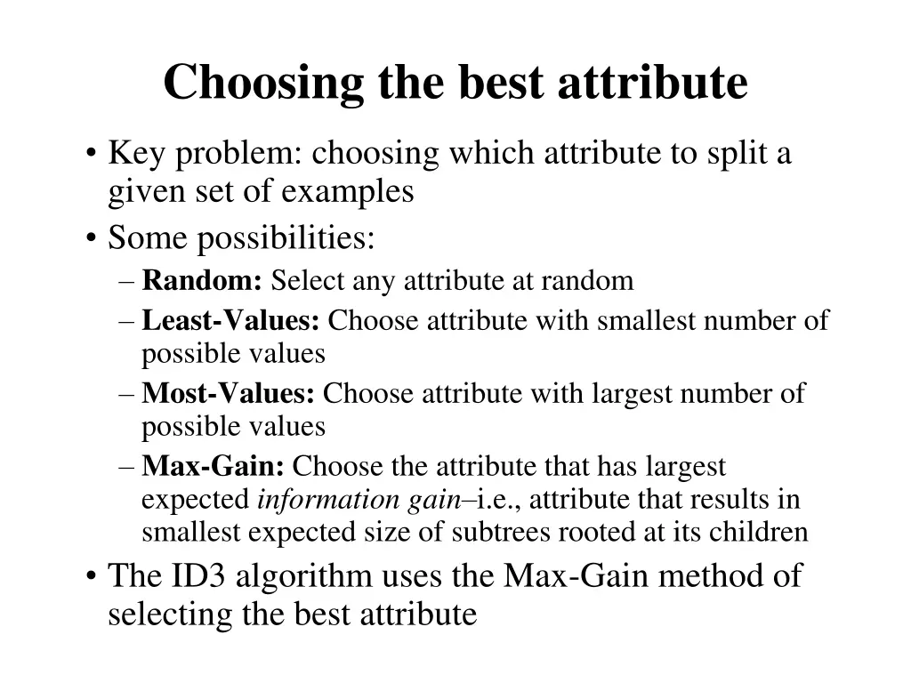 choosing the best attribute