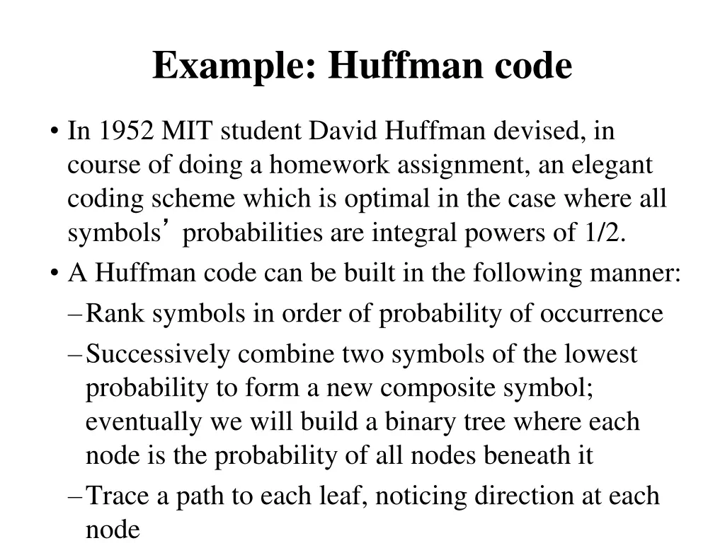 example huffman code