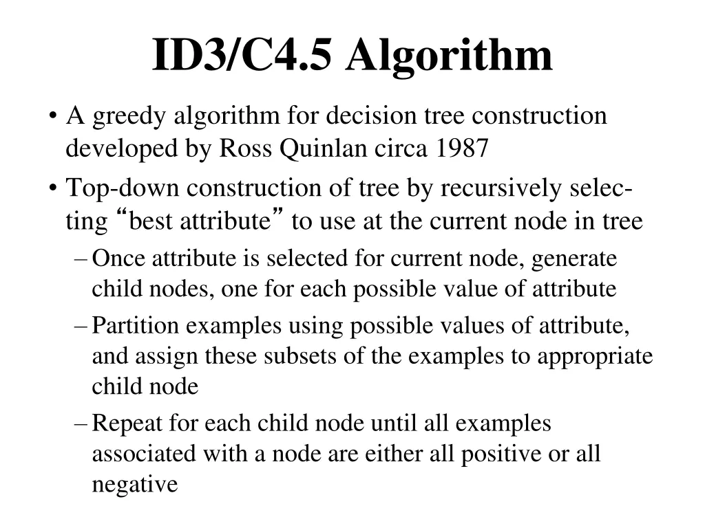 id3 c4 5 algorithm