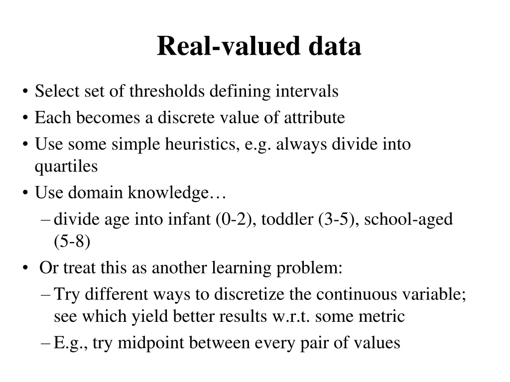 real valued data