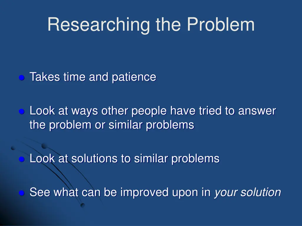 researching the problem