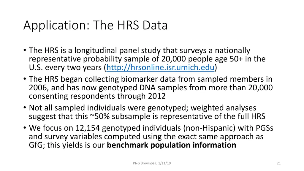 application the hrs data